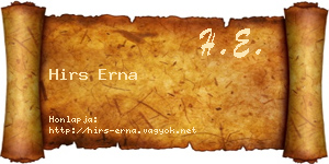 Hirs Erna névjegykártya